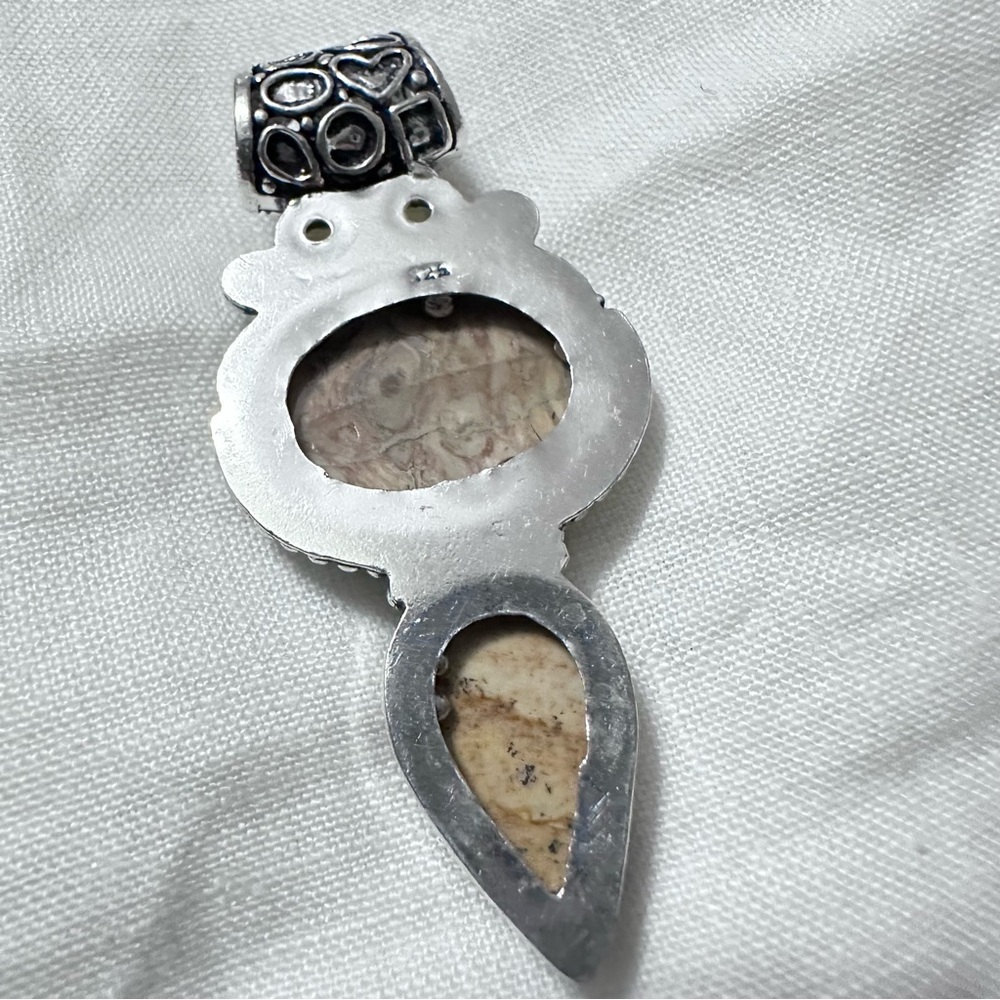 Handcrafted Artisan Jewelry Beige Picture Jasper Pendant with Citrine Accents - Picture 11 of 14